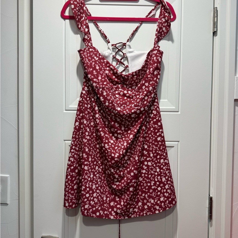 Princess Polly Red Floral Mini Dress with White Accents